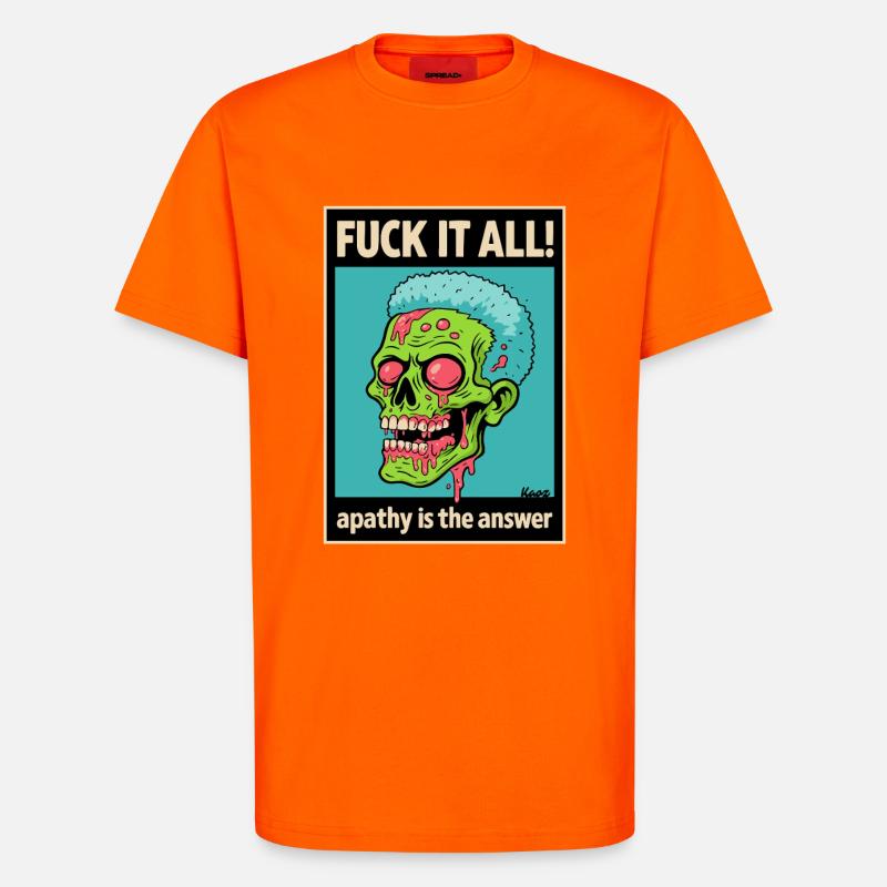 Zombie Totenschädel mit mutigem Statement - T-Shirt - made by SPREAD - SUNSET ORANGE