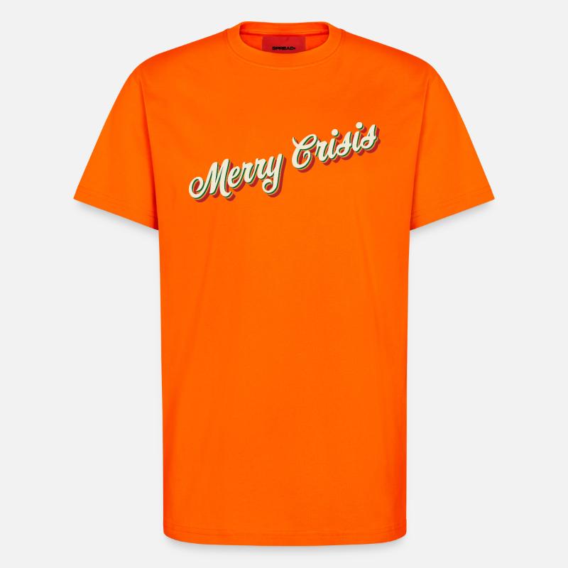 Conception de Noël Merry Crisis - T-shirt bio décontracté fabriqué en UE - SUNSET ORANGE