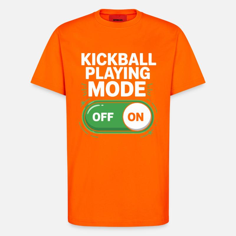 Mode de jeu Kickball activé désactivé - T-shirt bio décontracté fabriqué en UE - SUNSET ORANGE