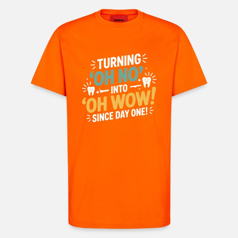 Dental Lab Microscope Work  - T-Shirt - made by SPREAD - SUNSET ORANGE