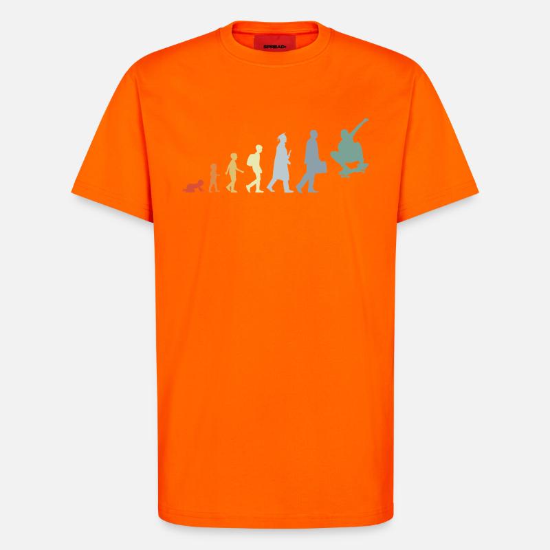 Skateboarder Evolution - T-Shirt - made by SPREAD - SUNSET ORANGE