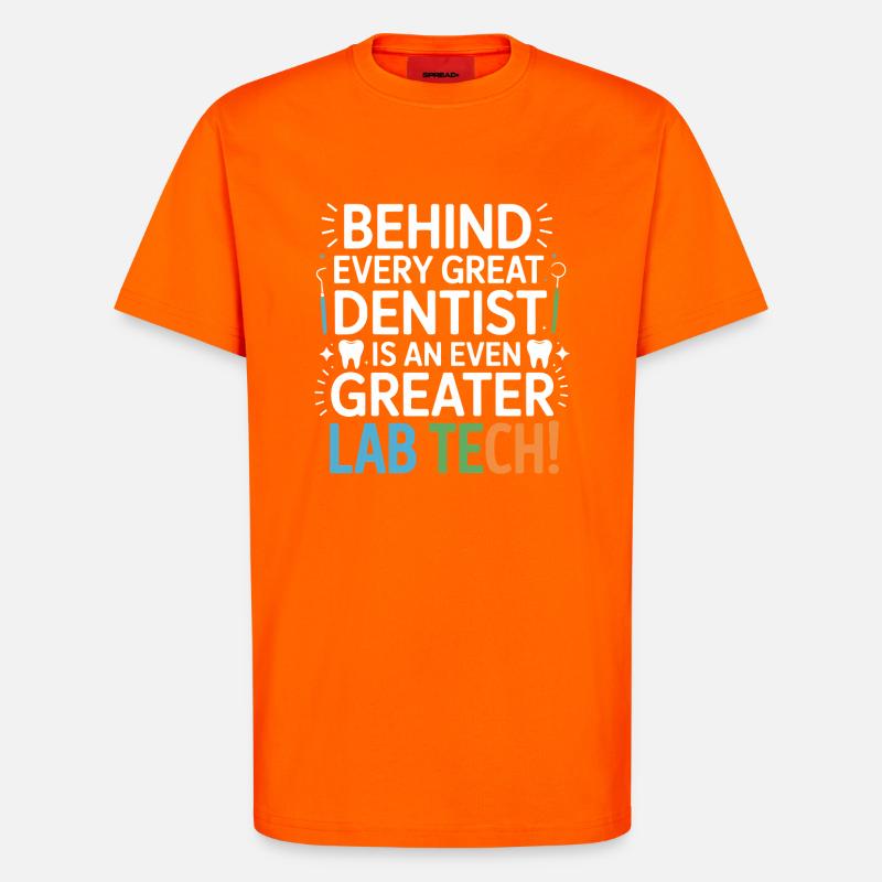 Conception dentaire de Greater Lab Tech - T-shirt bio décontracté fabriqué en UE - SUNSET ORANGE