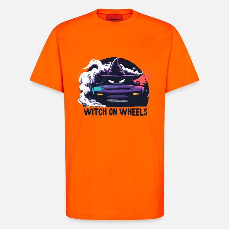 Hexe auf Rädern Neonfahrt - T-Shirt - made by SPREAD - SUNSET ORANGE