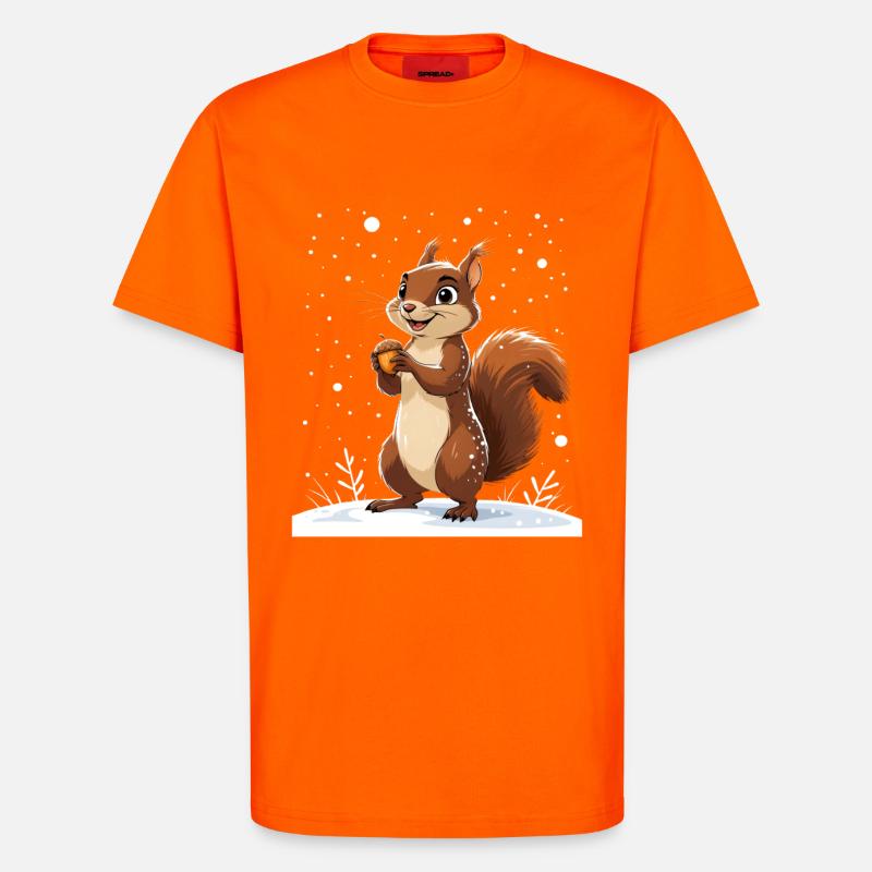 Winterliches Eichhörnchen mit Eichel - T-Shirt - made by SPREAD - SUNSET ORANGE