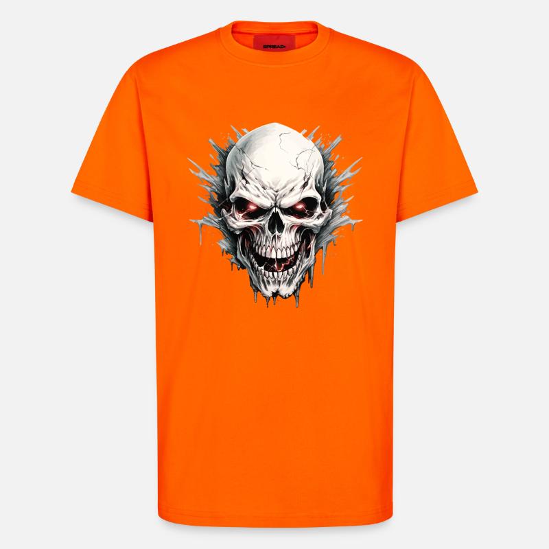 skull skeleton motorcycle biker gang - T-Shirt - made by SPREAD - SUNSET ORANGE