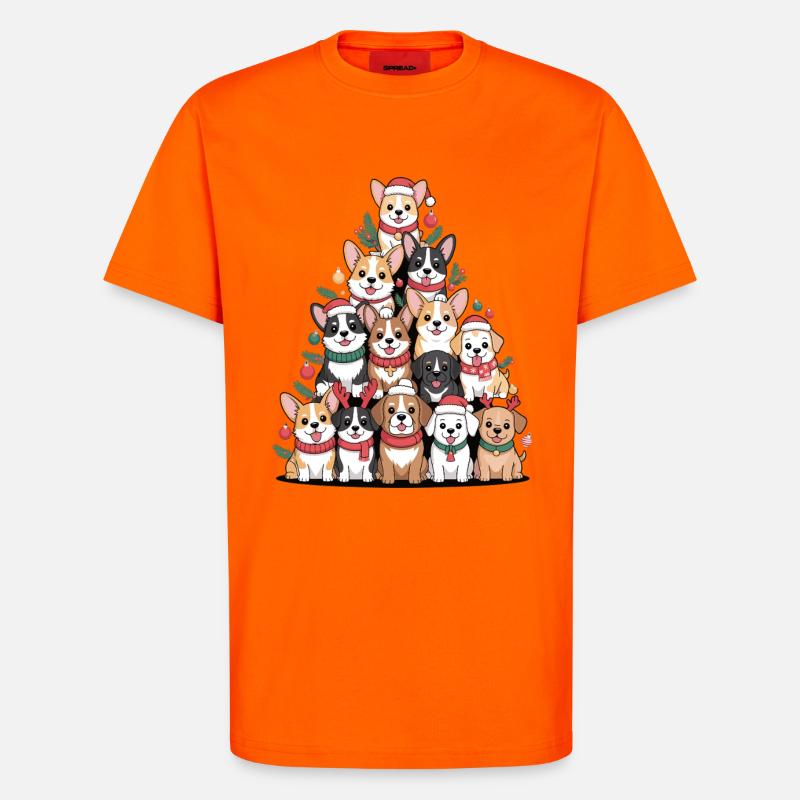 Weihnachtshunde Pyramide – Lustiger Xmas Look - T-Shirt - made by SPREAD - SUNSET ORANGE