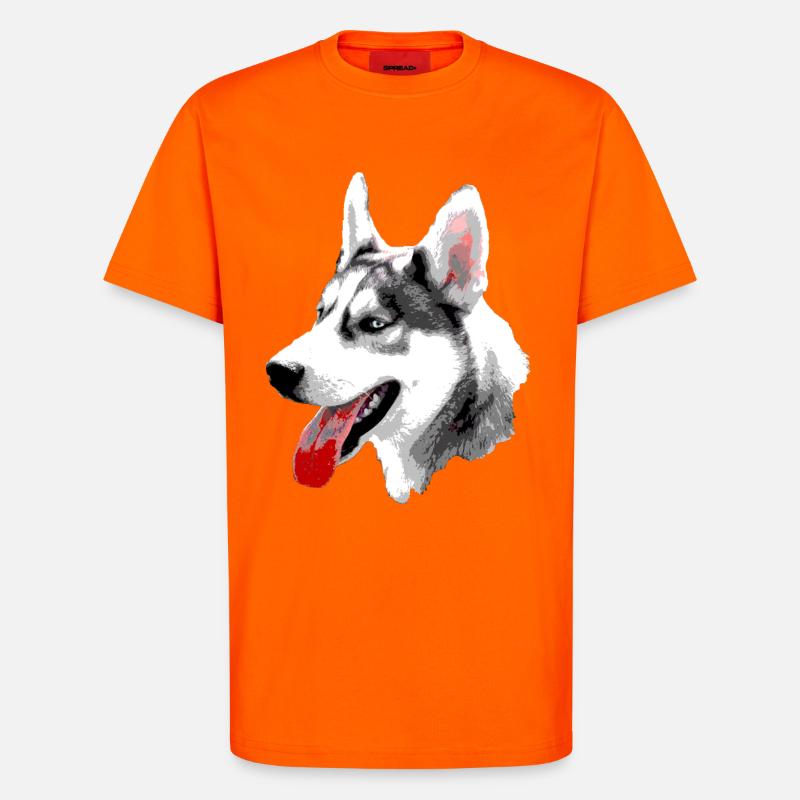 Husky Pop Art Kopf - T-Shirt - made by SPREAD - SUNSET ORANGE