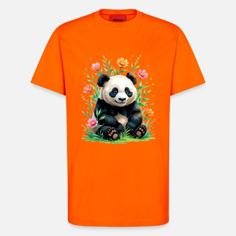 Panda im Blütenwald - T-Shirt - made by SPREAD - SUNSET ORANGE