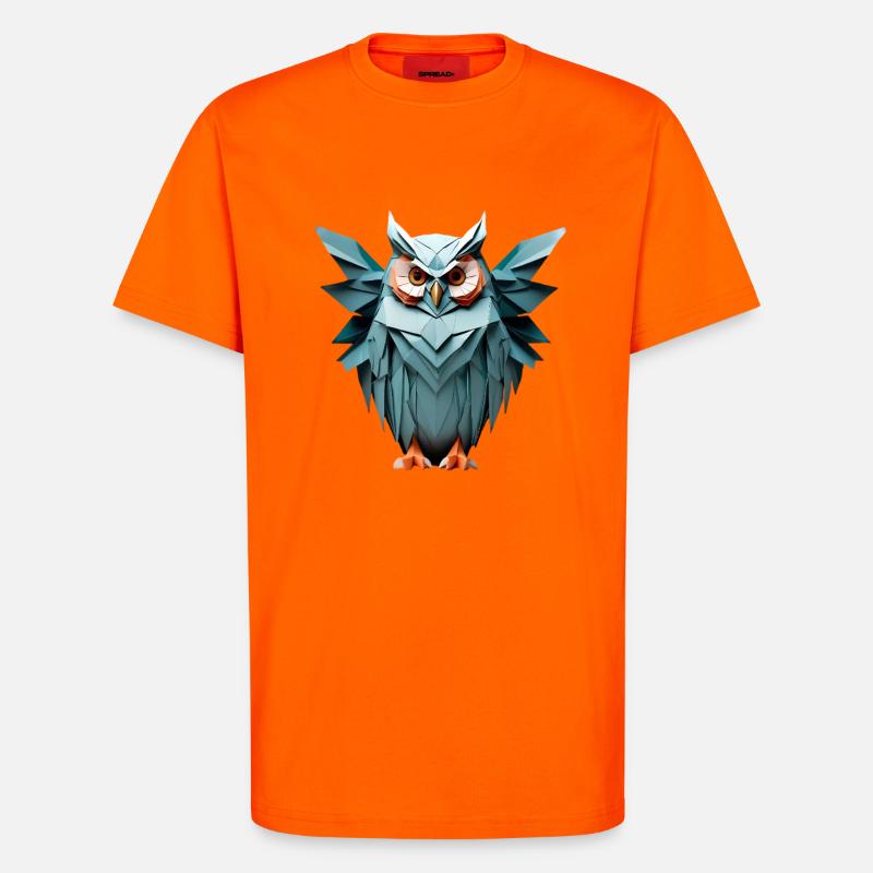 Blau Low-Poly Eule Design - T-Shirt - made by SPREAD - SUNSET ORANGE