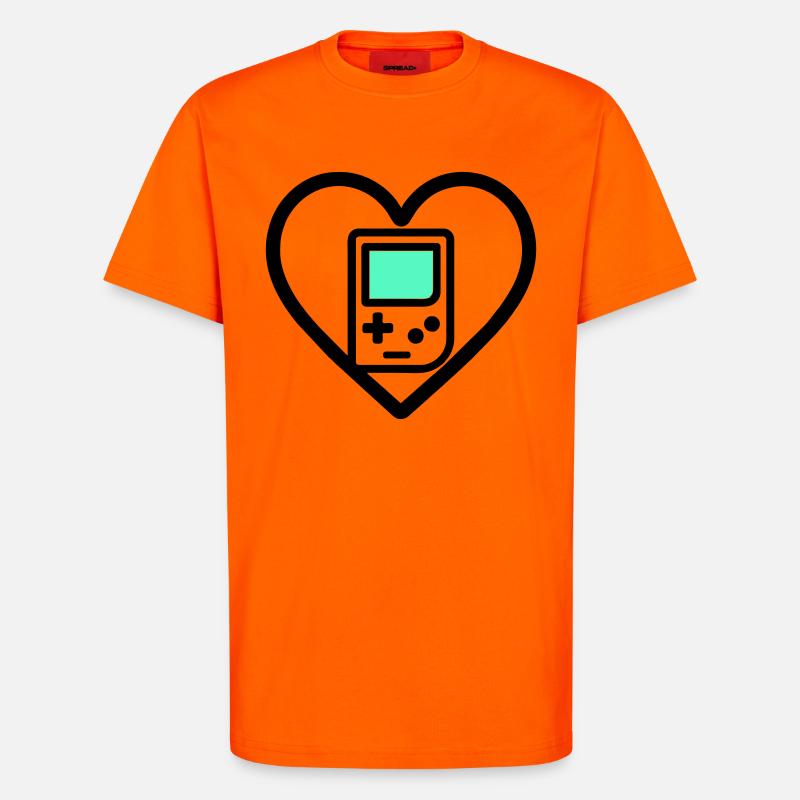 Retro Heart – Console portable rétro - T-shirt bio décontracté fabriqué en UE - SUNSET ORANGE