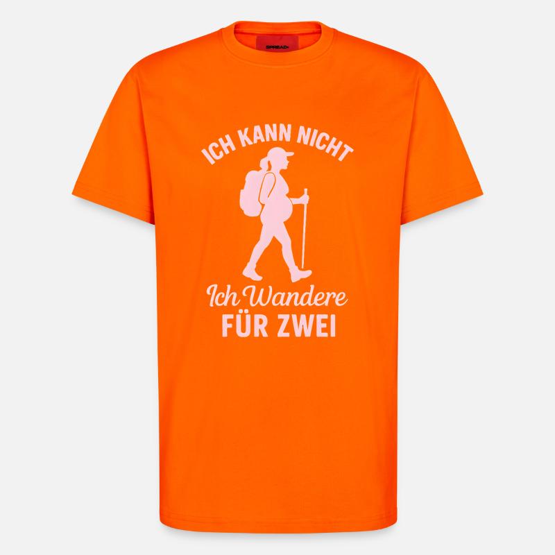 Mère randonneuse enceinte 2026 - T-shirt bio décontracté fabriqué en UE - SUNSET ORANGE