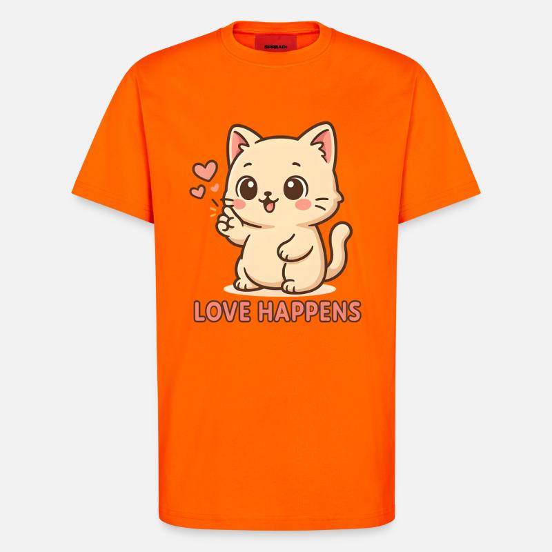 Liebe geschieht: Kätzchen mit Herz - T-Shirt - made by SPREAD - SUNSET ORANGE