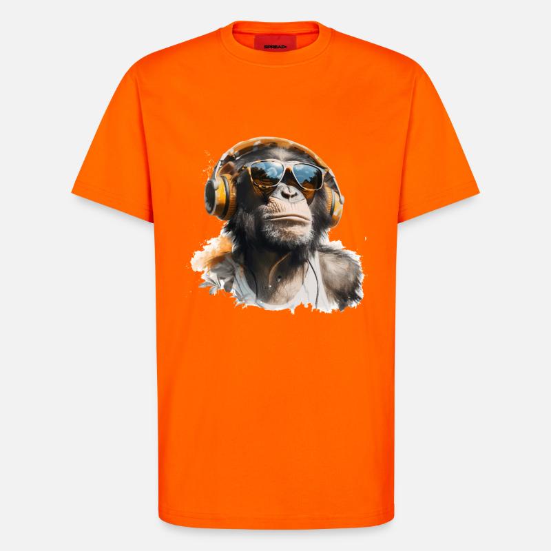 Cooler Affe mit Kopfhörer und Sonnenbrille - T-Shirt - made by SPREAD - SUNSET ORANGE