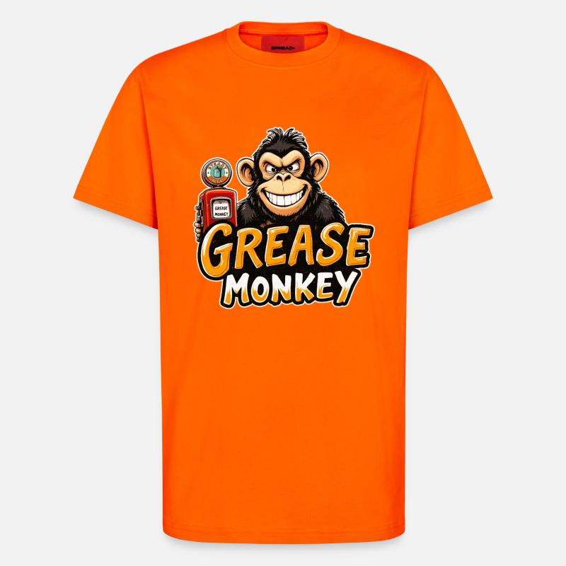 Mécanisme du sourire de GreaseMonkey - T-shirt bio décontracté fabriqué en UE - SUNSET ORANGE