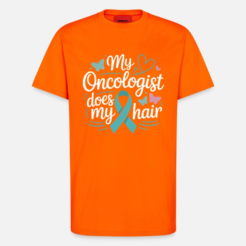 Mon oncologue coiffe mes cheveux - T-shirt bio décontracté fabriqué en UE - SUNSET ORANGE