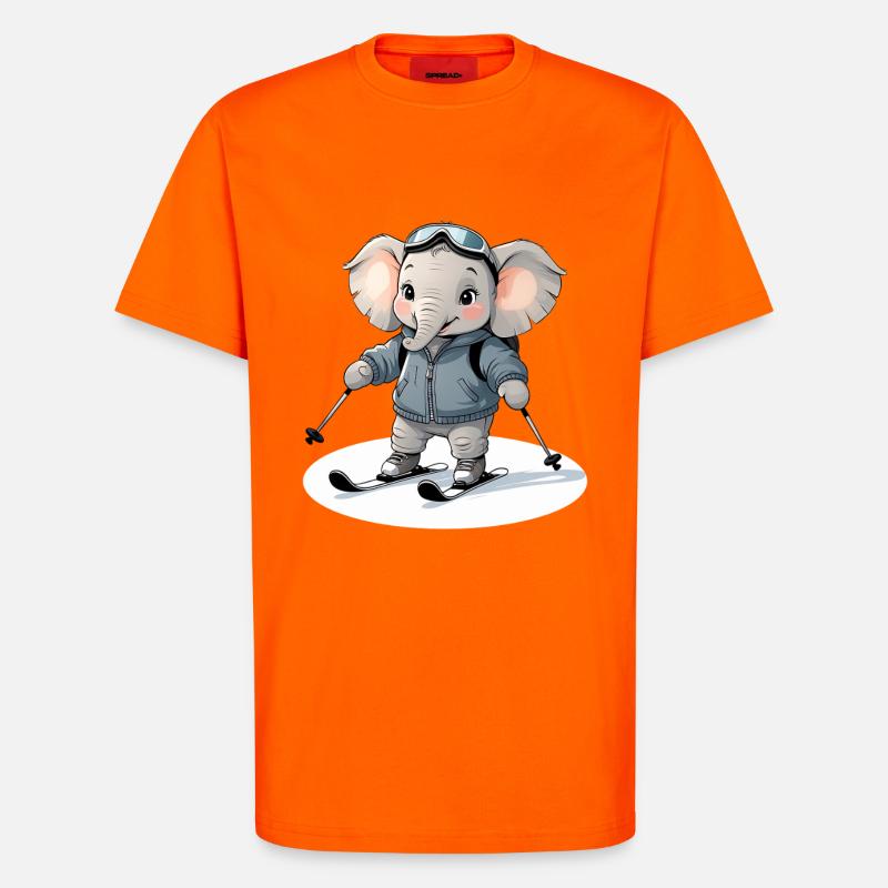 Skiing Elephant Pullover Hoodie - T-Shirt - made by SPREAD - SUNSET ORANGE