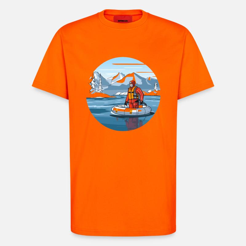 Alpine Rettungsfahrt im Eissee - T-Shirt - made by SPREAD - SUNSET ORANGE