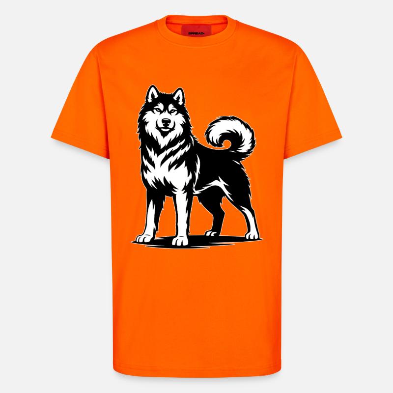 Alaskan Malamute in stolzer Pose - T-Shirt - made by SPREAD - SUNSET ORANGE