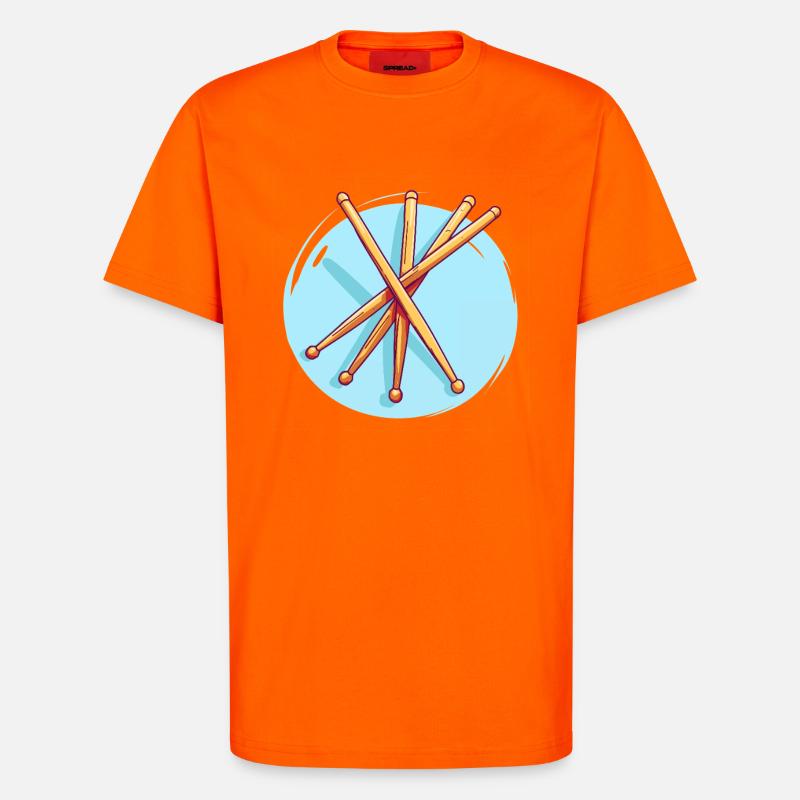 Dessin de baguettes de batterie - T-shirt bio décontracté fabriqué en UE - SUNSET ORANGE