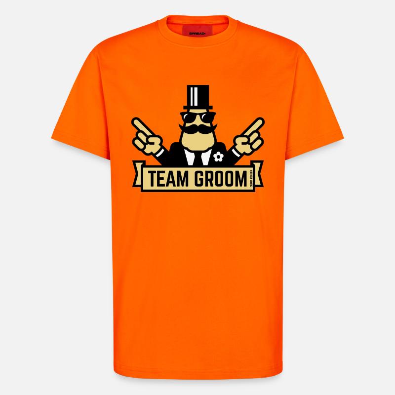 Team Groom (Pointing Stag Night Bachelor Party 3C) - T-Shirt - made by SPREAD - SUNSET ORANGE