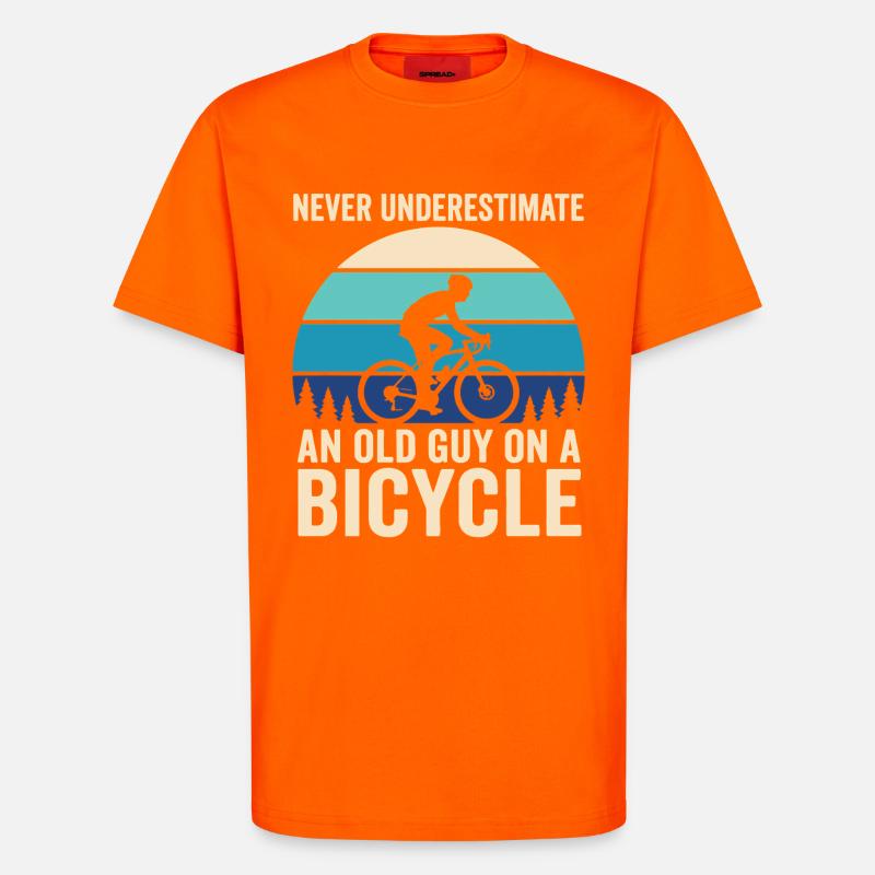Never Underestimate Old Guy Bicycle - T-Shirt - made by SPREAD - SUNSET ORANGE