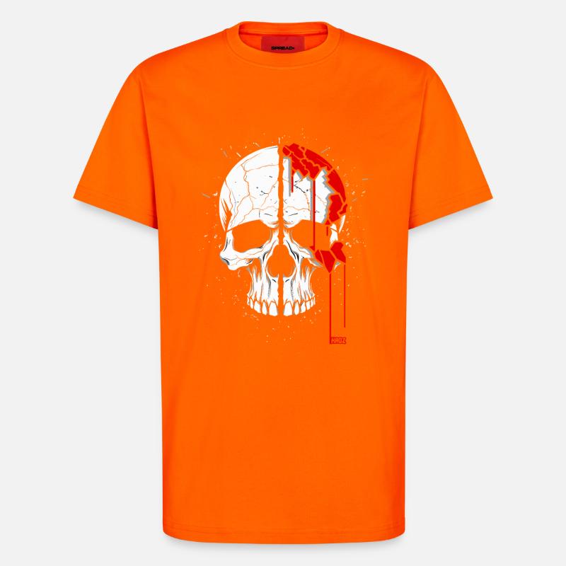 Split skull with red paint - T-Shirt - made by SPREAD - SUNSET ORANGE