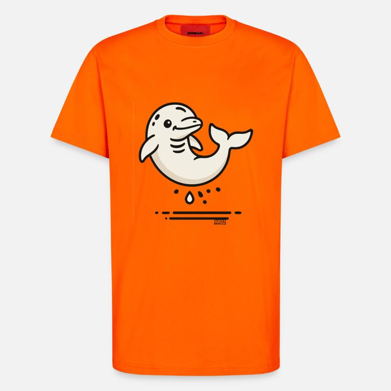 Niedlicher Delfin im Comic Stil - T-Shirt - made by SPREAD - SUNSET ORANGE