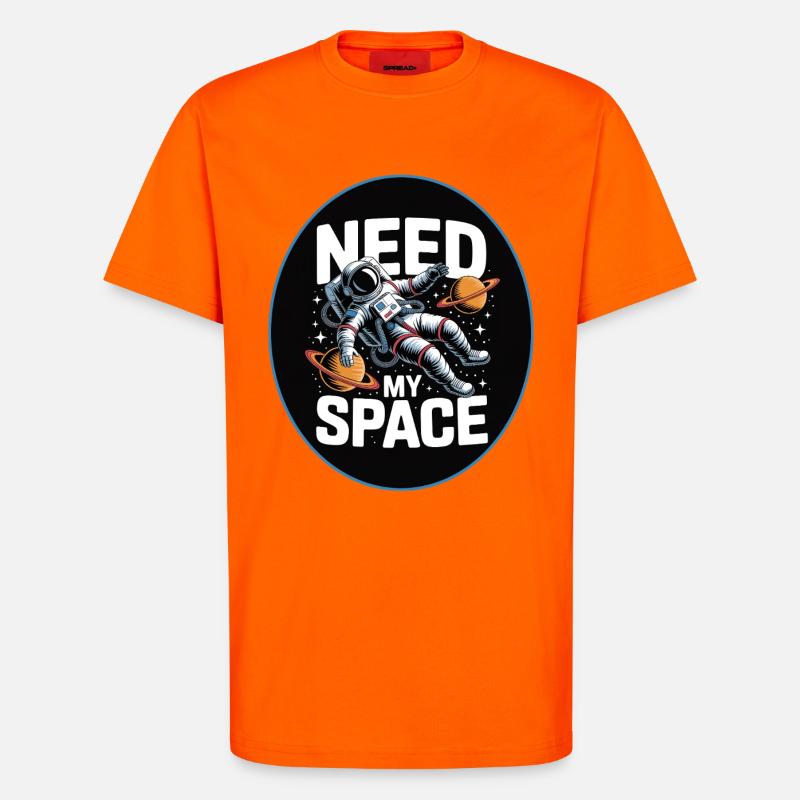 Need My Space : Conception d’astronautes - T-shirt bio décontracté fabriqué en UE - SUNSET ORANGE