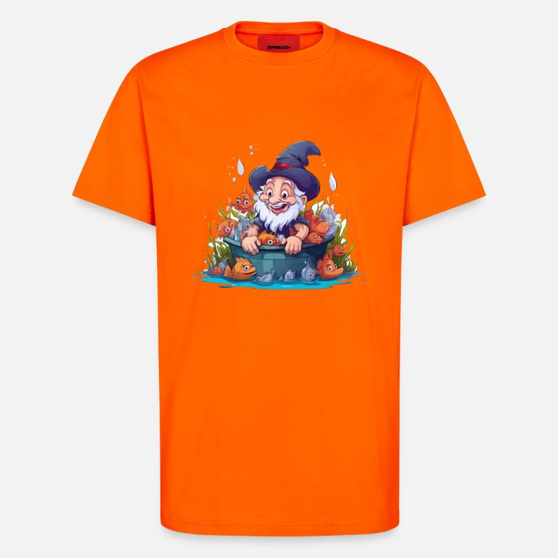 Magicien dans l’aquarium - T-shirt bio décontracté fabriqué en UE - SUNSET ORANGE