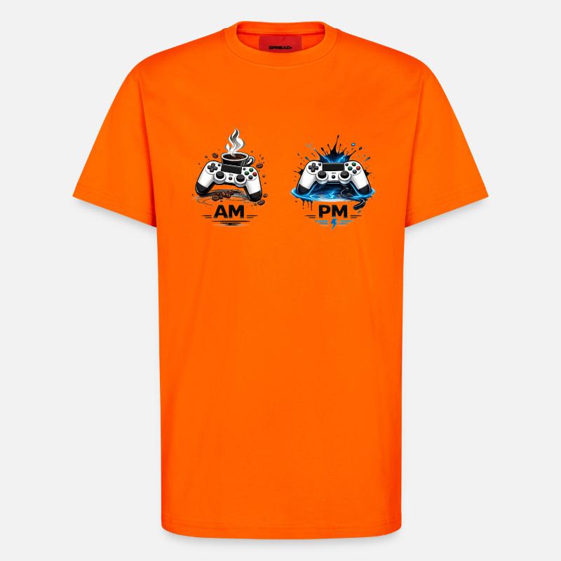 AM Kaffee PM Gaming - T-Shirt - made by SPREAD - SUNSET ORANGE