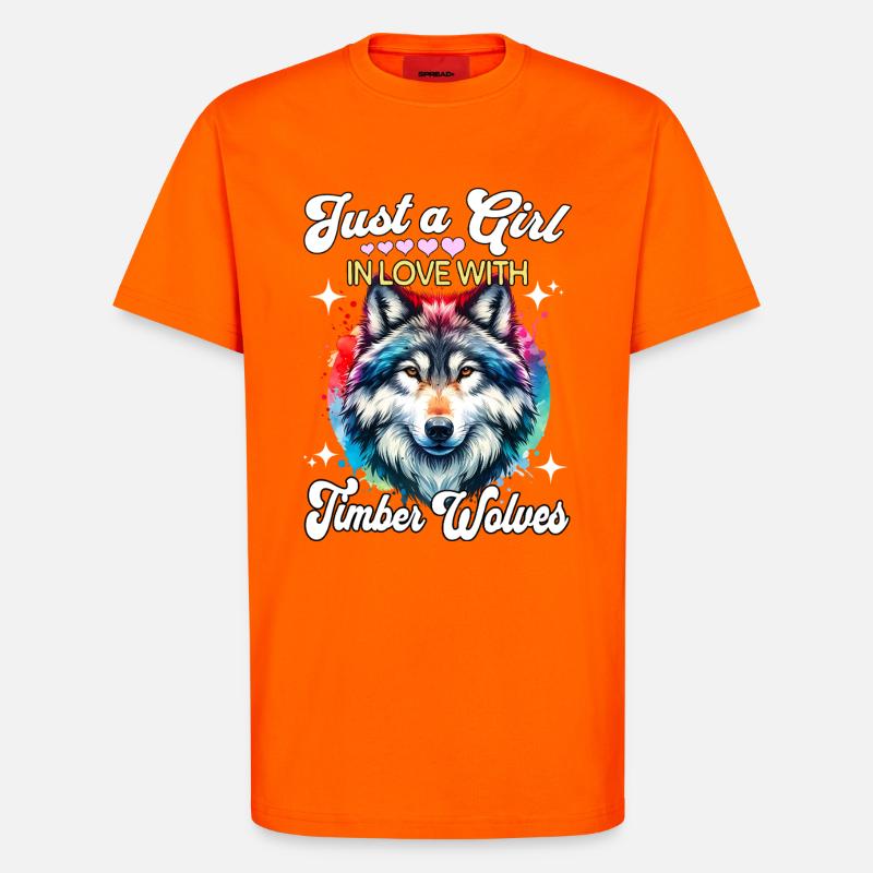 Grauwolf Mädchen Timber Wolf - T-Shirt - made by SPREAD - SUNSET ORANGE