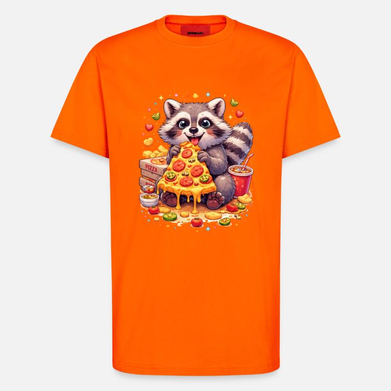 Pizza-Waschbär mit Käse - T-Shirt - made by SPREAD - SUNSET ORANGE