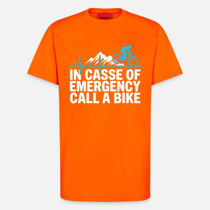 VTT, Descente, Action du cyclisme - T-shirt bio décontracté fabriqué en UE - SUNSET ORANGE
