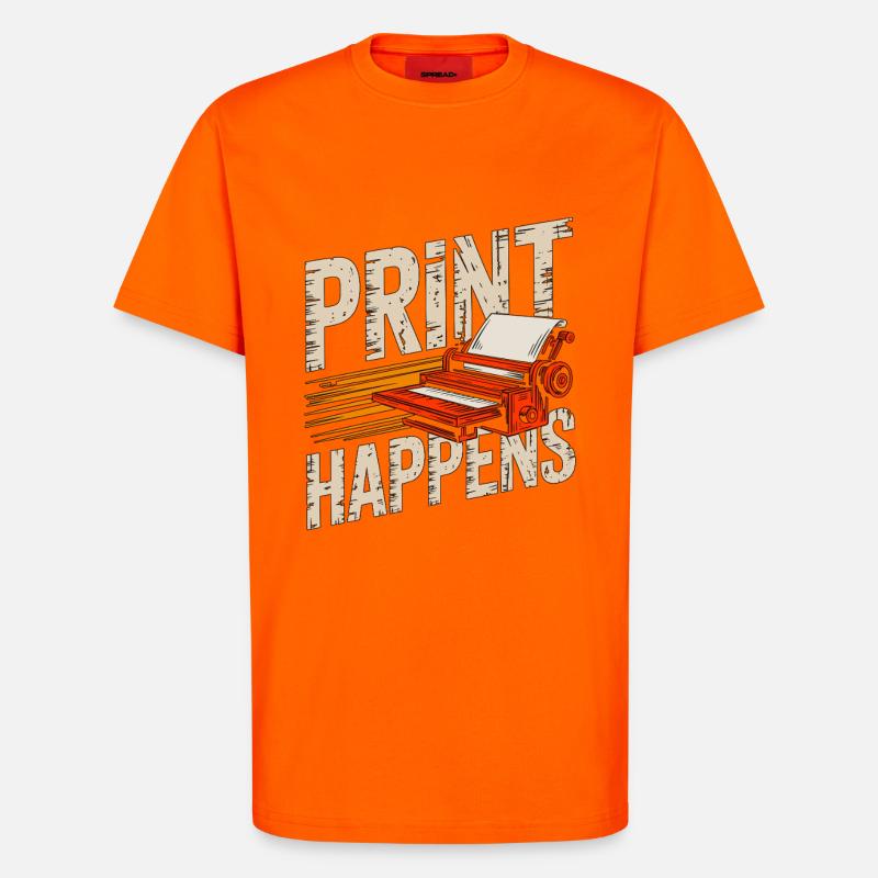 Designer d’impression Print Happens Designer créatif - T-shirt bio décontracté fabriqué en UE - SUNSET ORANGE