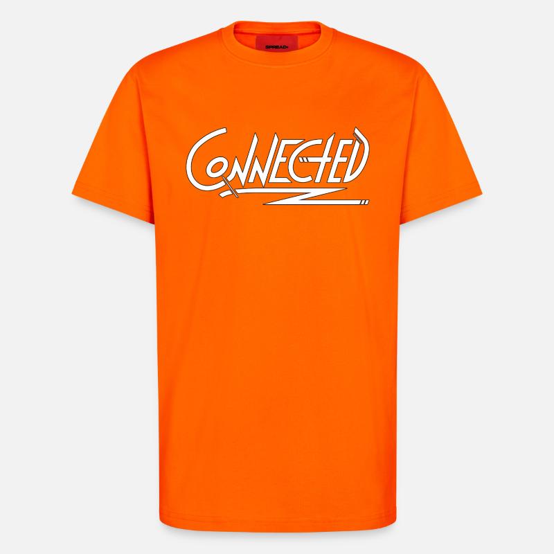 Connected_white_simple - T-shirt bio décontracté fabriqué en UE - SUNSET ORANGE