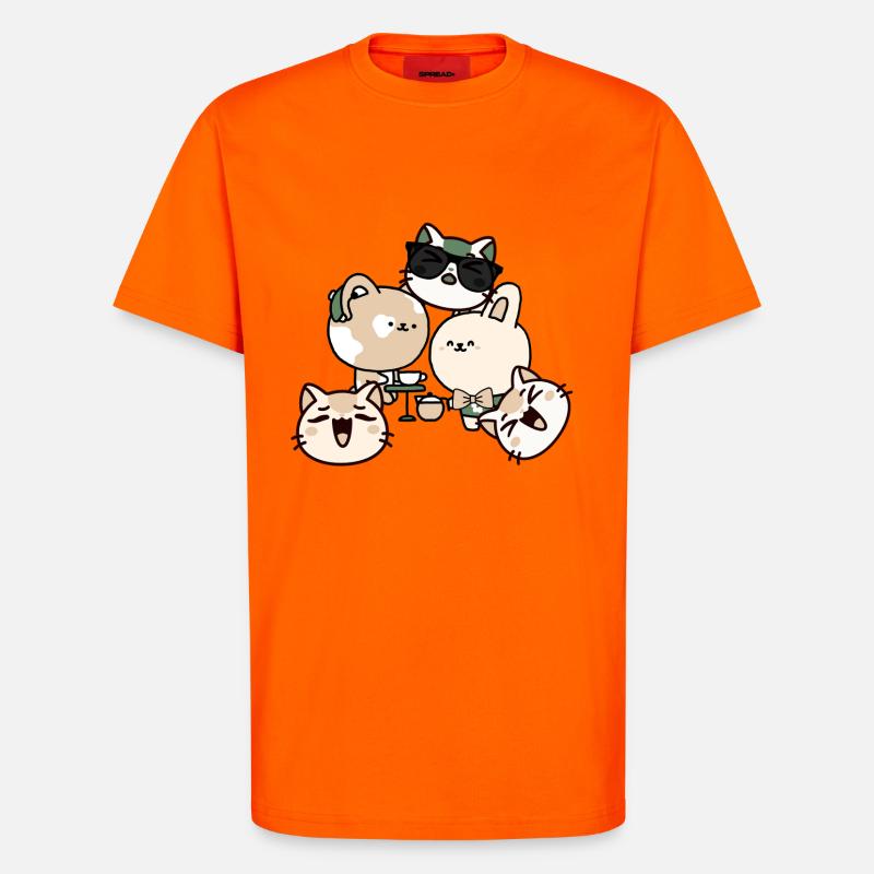 Kawaii Kaffeepause: Katze mit Hörgerät - T-Shirt - made by SPREAD - SUNSET ORANGE