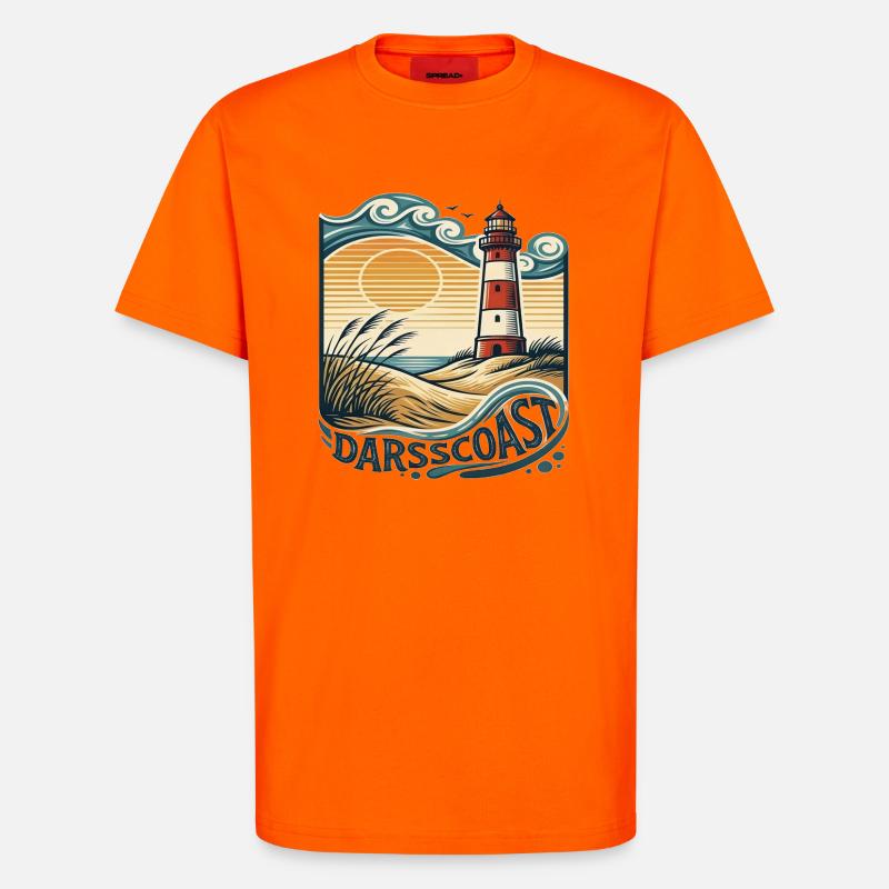 DarsCoast Lighthouse Coastal Wave - T-Shirt - made by SPREAD - SUNSET ORANGE