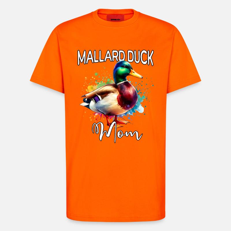 Maman du canard colvert - T-shirt bio décontracté fabriqué en UE - SUNSET ORANGE