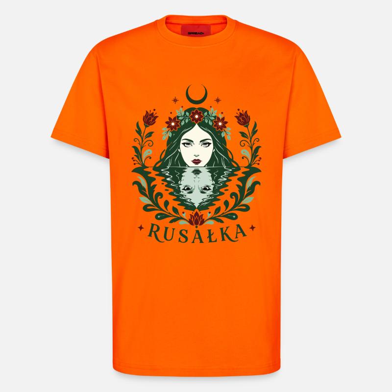Esprit de l’eau Rusalka - T-shirt bio décontracté fabriqué en UE - SUNSET ORANGE