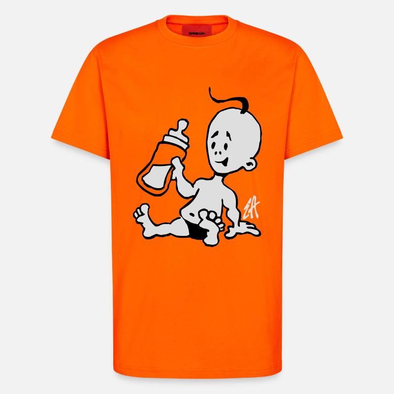 Baby mit einer Milchflasche - T-Shirt - made by SPREAD - SUNSET ORANGE