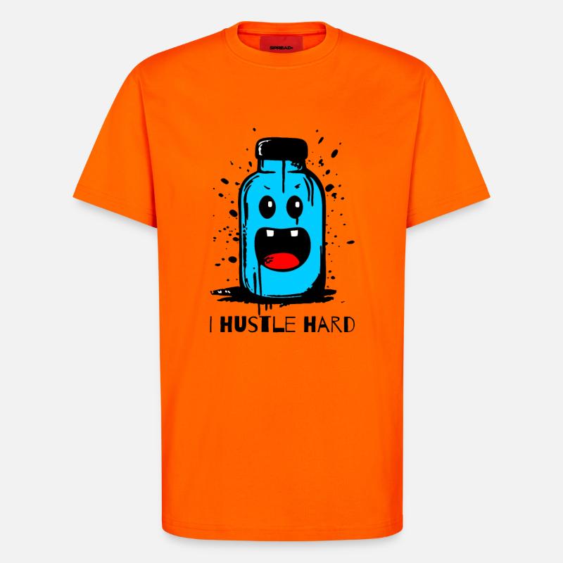 "I Hustle Hard" Flasche - T-Shirt - made by SPREAD - SUNSET ORANGE