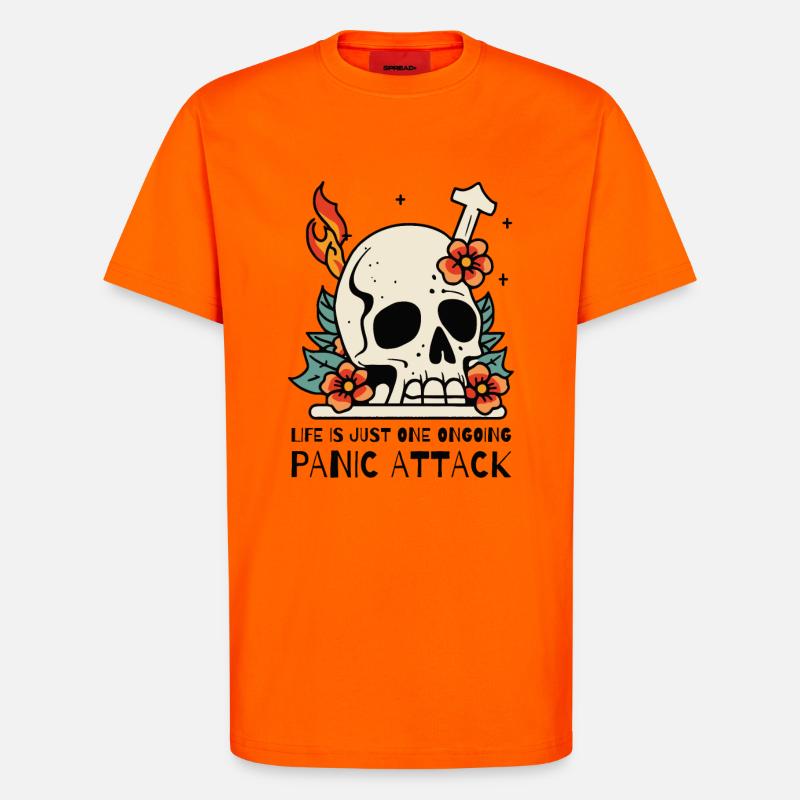 Das Leben ist eine Panikattacke - T-Shirt - made by SPREAD - SUNSET ORANGE