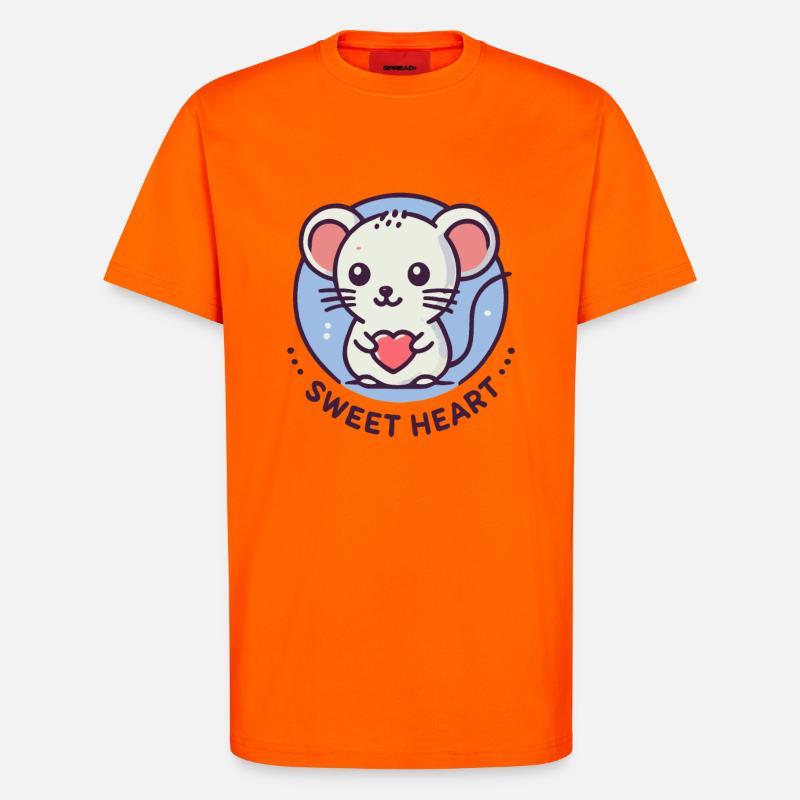 Süße liebe Maus mit Herz - T-Shirt - made by SPREAD - SUNSET ORANGE