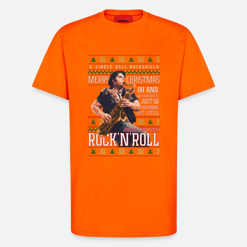 Rockabilly-Weihnachts-Rock'n'Roll-Hässlicher Weihnachtspullover - T-Shirt - made by SPREAD - SUNSET ORANGE
