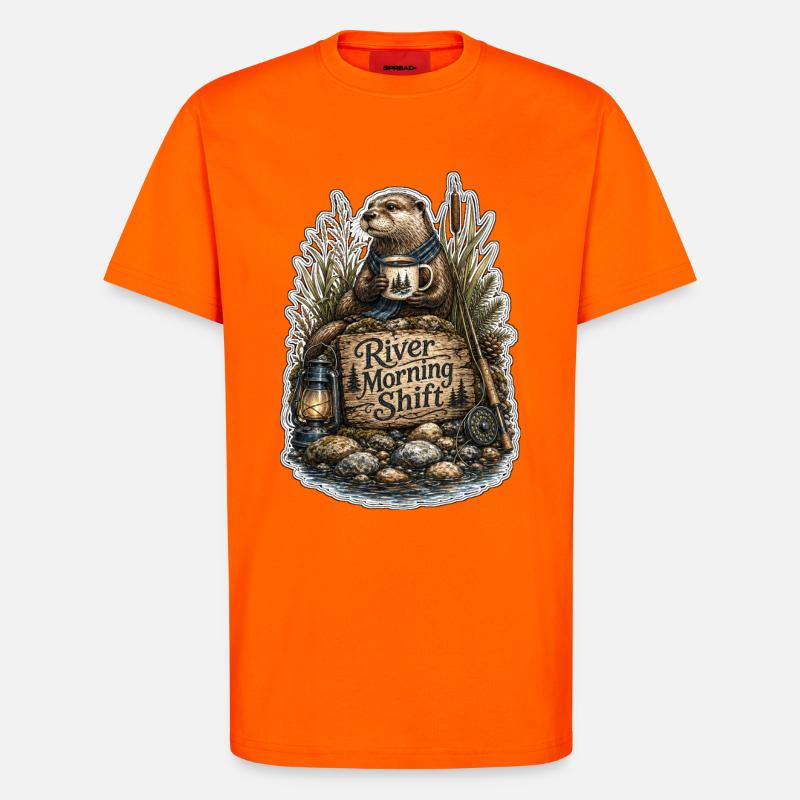 River Morning Shift Otter - T-Shirt - made by SPREAD - SUNSET ORANGE