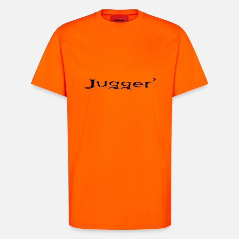 Jugger lettrage - T-shirt bio décontracté fabriqué en UE - SUNSET ORANGE
