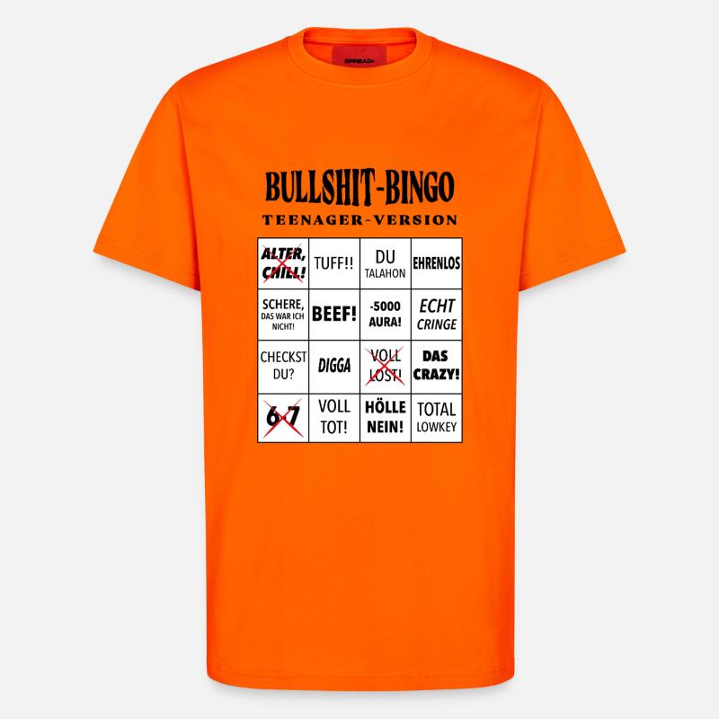 Bingo à la connerie – Version ado - T-shirt bio décontracté fabriqué en UE - SUNSET ORANGE