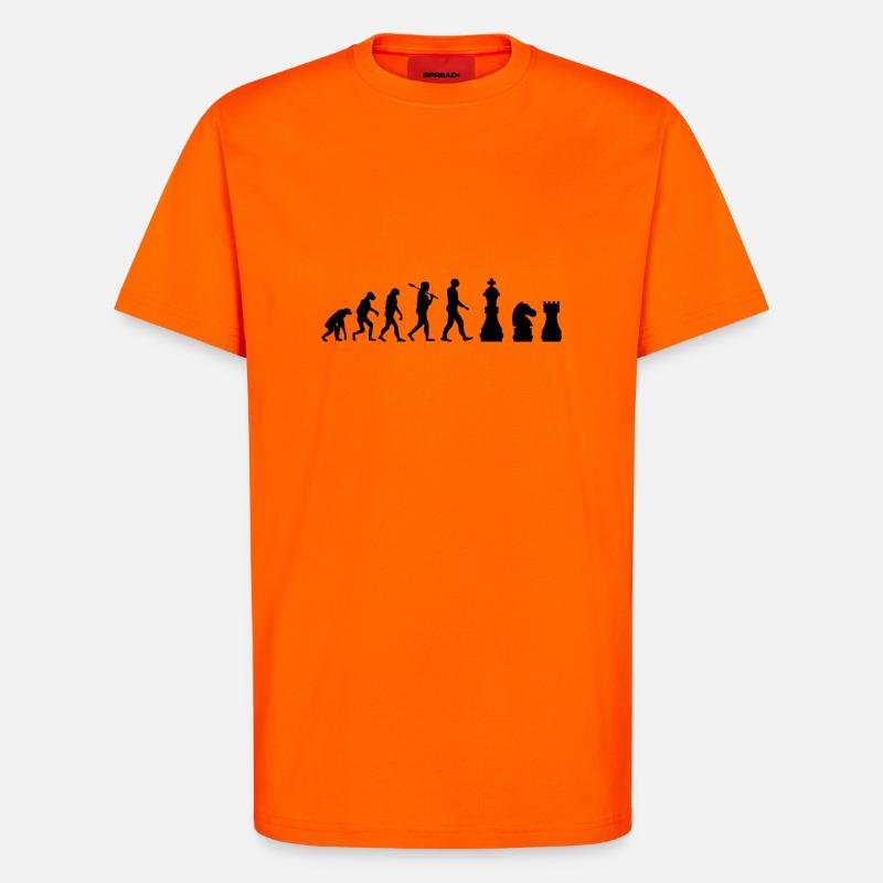 Schachfiguren Evolution Schach Geschenk - T-Shirt - made by SPREAD - SUNSET ORANGE