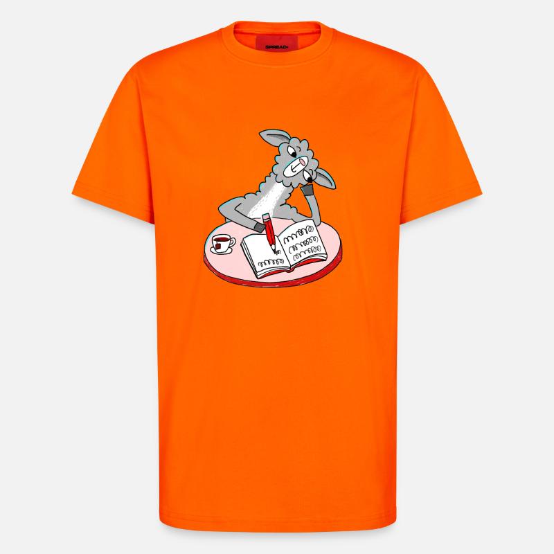 Lama writes diary - T-Shirt - made by SPREAD - SUNSET ORANGE