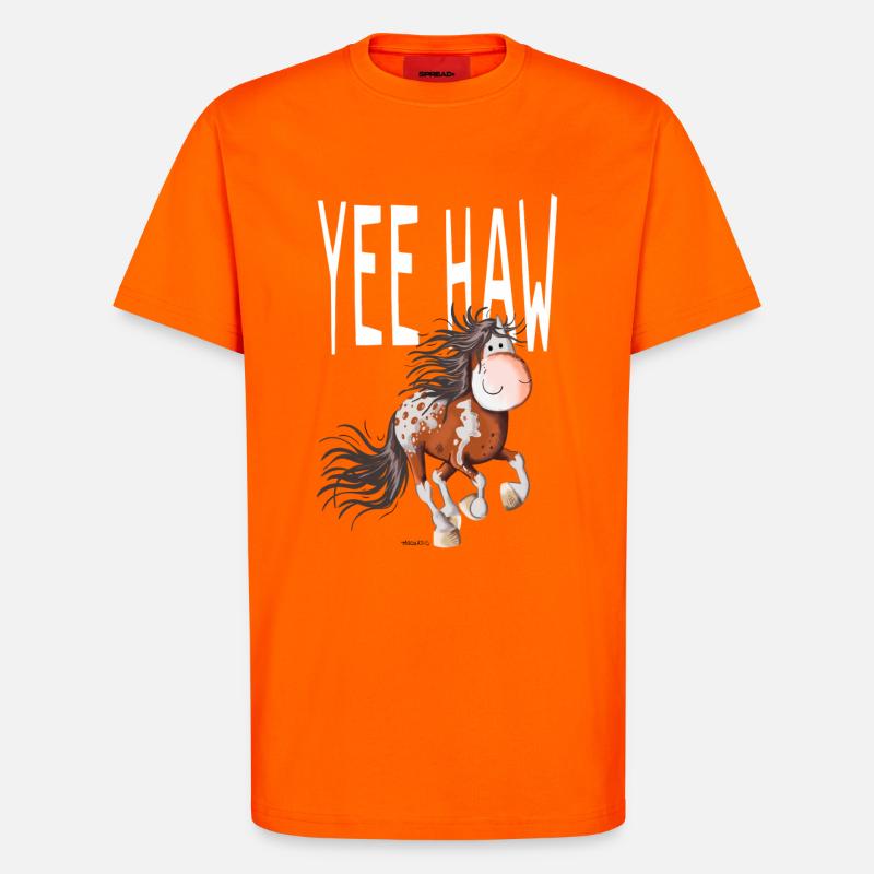 Yee Haw Pferd - Appaloosa - Wildpferd - Comic - T-Shirt - made by SPREAD - SUNSET ORANGE